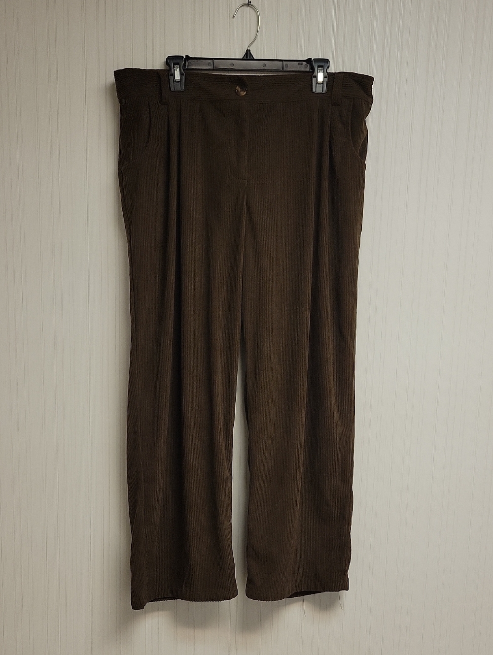 Halara Mid Rise Brown Corduroy Wide-Leg Casual Pants 1X Office Business - Picture 4 of 6